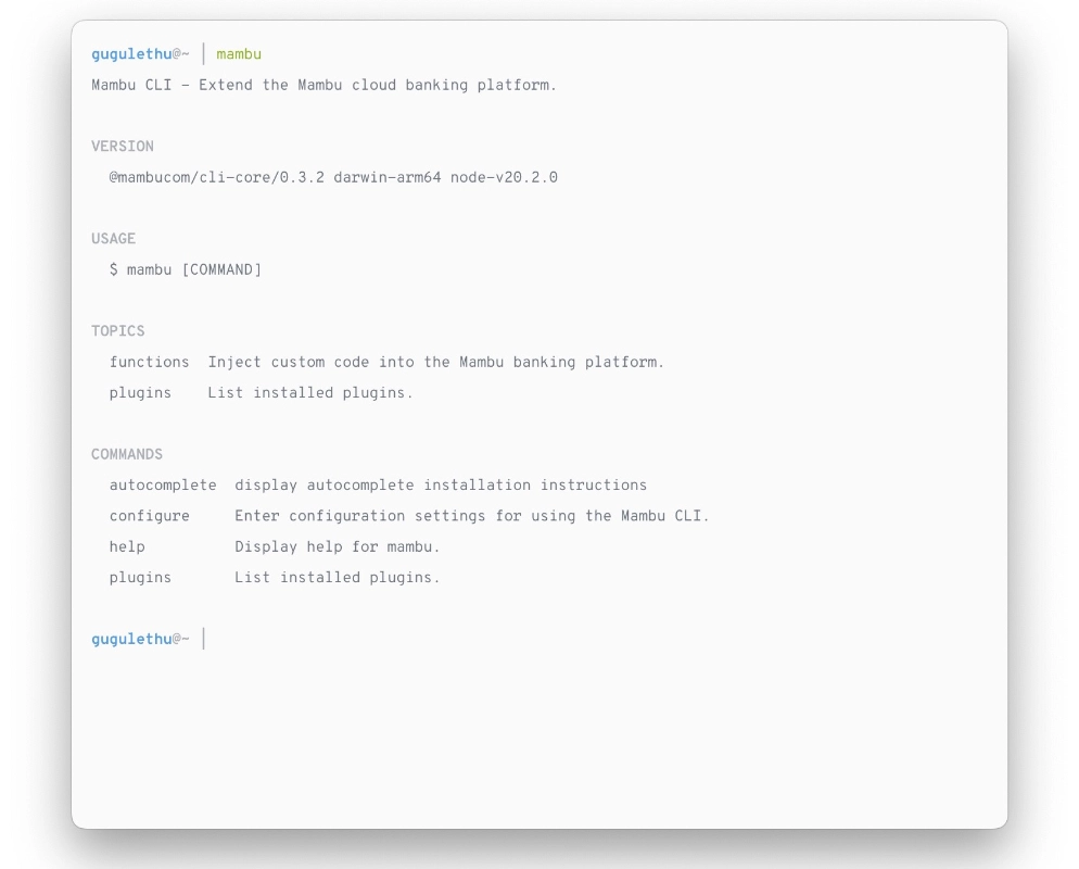 An image of the Mambu CLI