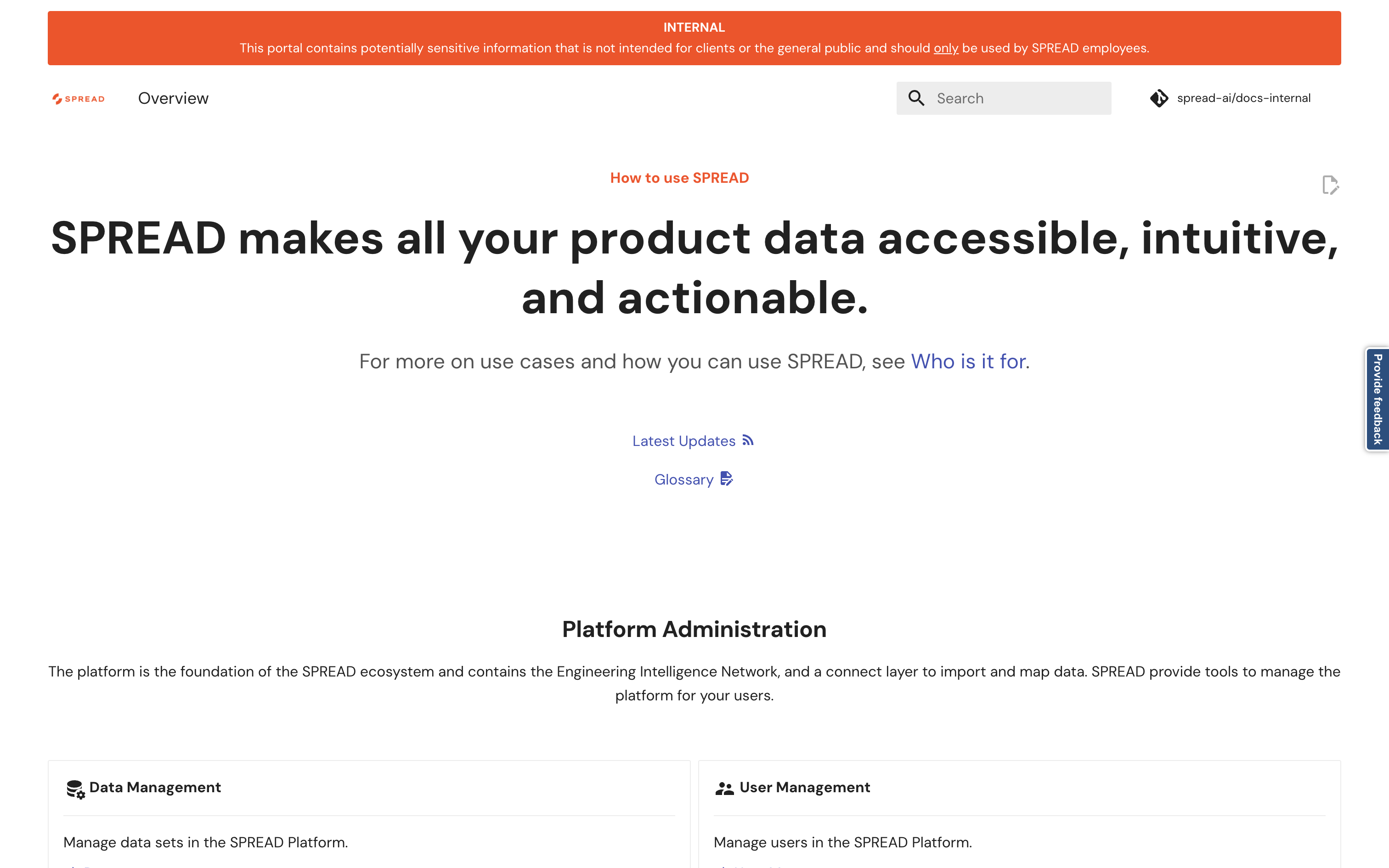 The first published version of the SPREAD docs site