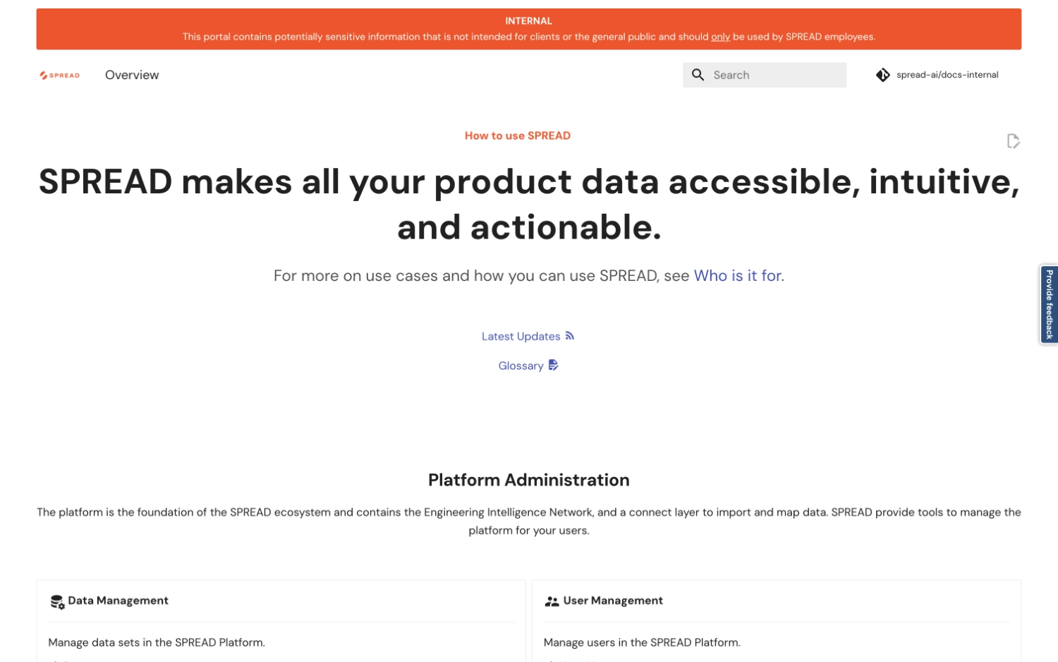 The first published version of the SPREAD docs site